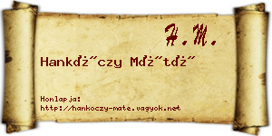 Hankóczy Máté névjegykártya
